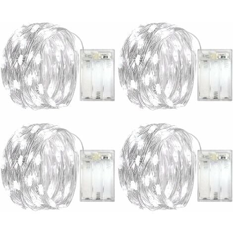 String Lights 5m 50 LEDs [Set of 4] Mini Battery Operated LED String Lights 3 Modes LED String Lights Bedroom Christmas Decoration Indoor Outdoor Garden Home Wedding Party Cold White