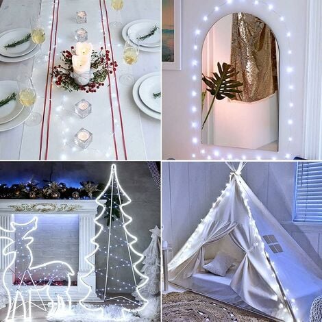 String Lights 5m 50 LEDs [Set of 4] Mini Battery Operated LED String Lights 3 Modes LED String Lights Bedroom Christmas Decoration Indoor Outdoor Garden Home Wedding Party Cold White