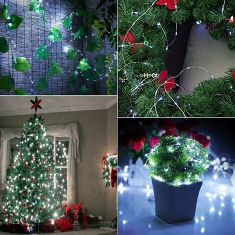 String Lights 5m 50 LEDs [Set of 4] Mini Battery Operated LED String Lights 3 Modes LED String Lights Bedroom Christmas Decoration Indoor Outdoor Garden Home Wedding Party Cold White