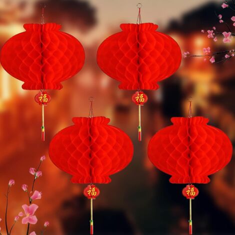 30 Pack Red Paper Lanterns Hanging Red Lanterns Chinese New Year Decorations for Spring Festival Lantern Festival