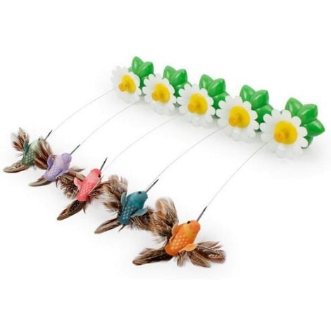 Bird Toy for Pet Cats, Funny Rotating Electric Flying Bird Interactive Toy with Fixing Ribbon, Multicolor