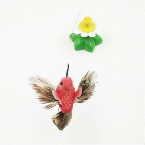 Bird Toy for Pet Cats, Funny Rotating Electric Flying Bird Interactive Toy with Fixing Ribbon, Multicolor