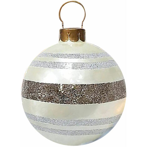 PVC Silver Outdoor Christmas Decorated Inflatable Balloon, 23.6 Inch Giant Inflatable Merry Christmas Balloon with Pump, Outdoor Decorations, Holiday Inflatable Balls (Decoration)