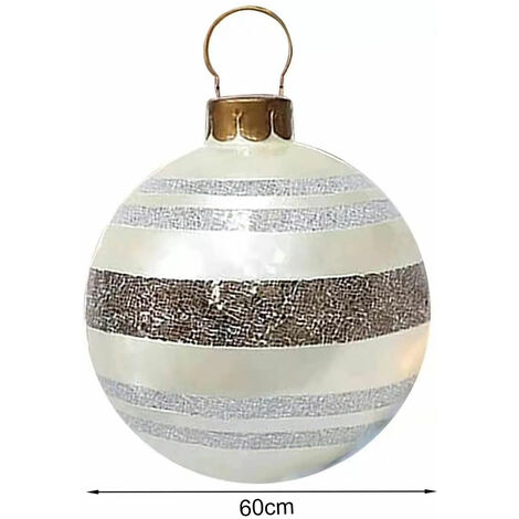 PVC Silver Outdoor Christmas Decorated Inflatable Balloon, 23.6 Inch Giant Inflatable Merry Christmas Balloon with Pump, Outdoor Decorations, Holiday Inflatable Balls (Decoration)