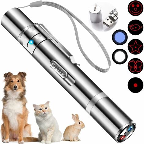 Laser Pointer, Indoor Cat Toys, Laser Pen Toy for Kitten and Dog, Red Dot LED Light Up Pointer, Interactive Toys for Indoor Cats and Dogs, USB Charging, 5 Switchable Models