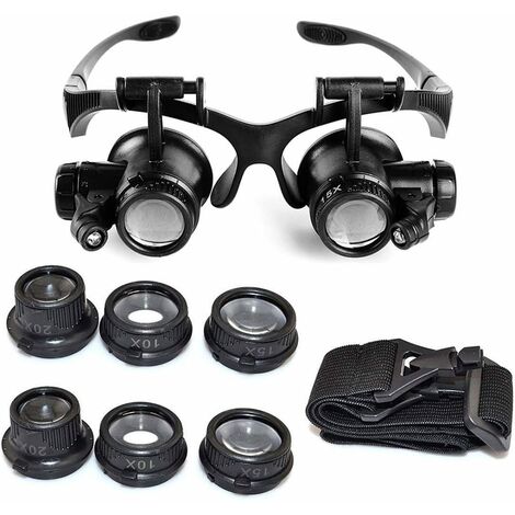 Starcrafter 10X 15X 20X 25X Magnification, Adjustable LED Light Magnifying Glass for Jewelers, Watchmakers + 1 Starcrafter Gift