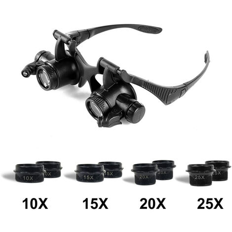 Starcrafter 10X 15X 20X 25X Magnification, Adjustable LED Light Magnifying Glass for Jewelers, Watchmakers + 1 Starcrafter Gift