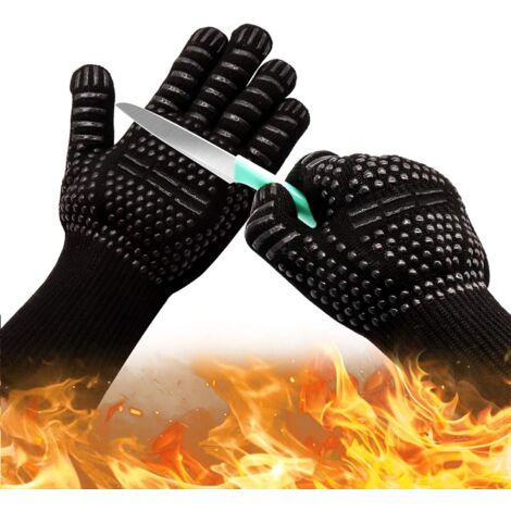 Oven Gloves Heat Resistant up to 1472°F, Cut Resistant Grill Gloves, Non-Slip Silicone BBQ Gloves, Safe Cooking Gloves for Men's Kitchen, Oven Gloves, Smoker, BBQ, Grilling (Gloves oven)