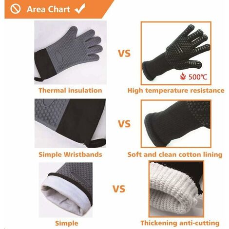 Oven Gloves Heat Resistant up to 1472°F, Cut Resistant Grill Gloves, Non-Slip Silicone BBQ Gloves, Safe Cooking Gloves for Men's Kitchen, Oven Gloves, Smoker, BBQ, Grilling (Gloves oven)