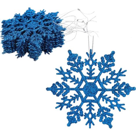 Christmas Concepts 12 Pack 4" Glittering Snowflake Hanging Ornaments - Christmas Ornaments (Royal Blue) (1/5)