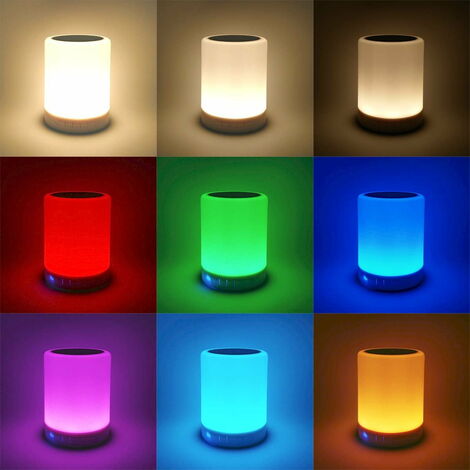 Bluetooth Night Light with Speaker for Teen Girls/Boys, Touch Control Bedside Lamp, Portable Table Lamp, Color LED Light
