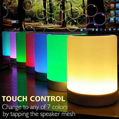 Bluetooth Night Light with Speaker for Teen Girls/Boys, Touch Control Bedside Lamp, Portable Table Lamp, Color LED Light