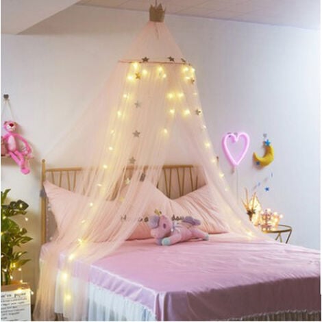 Princess bed canopy with lace, children's mosquito net, round, dome, play tent, hanging decoration for baby child, indoor and outdoor