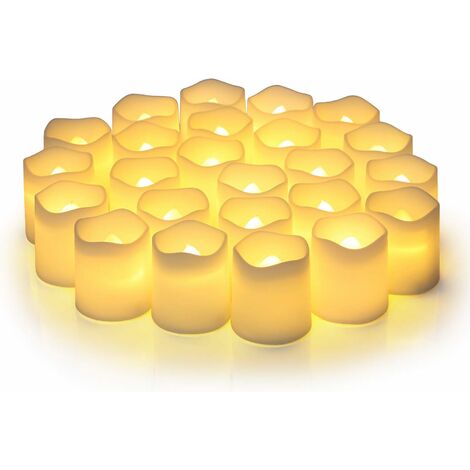 24 Pack Flameless Votive Candles, Fake Flameless Flickering Electric Candle, Battery Operated LED Tealight Candles in Warm White for Wedding, Table, Festival Celebration Decorations (1/5)