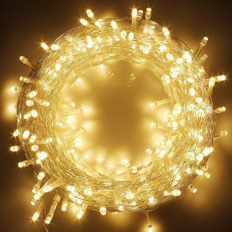 80 LED Warm White Indoor String Lights, Clear Wire Christmas Lights for Outdoor, Waterproof, Plug-in Twinkle String Lights for Bedroom, Wedding Party, Tree Decor