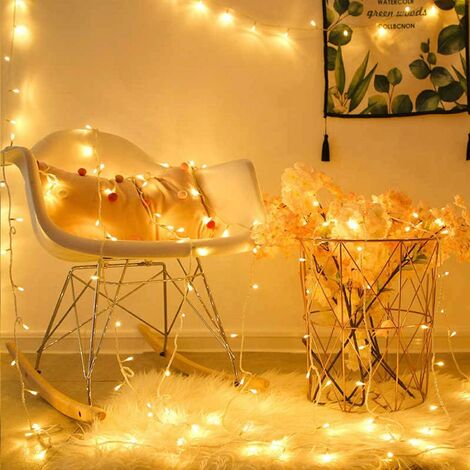 80 LED Warm White Indoor String Lights, Clear Wire Christmas Lights for Outdoor, Waterproof, Plug-in Twinkle String Lights for Bedroom, Wedding Party, Tree Decor