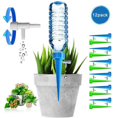 Automatic Plant Watering System with Slow Release Control Valve Switch, Self Watering Devices for Holidays, Caring for Your Indoor Outdoor Plants, for Home, Office, 12 Pack