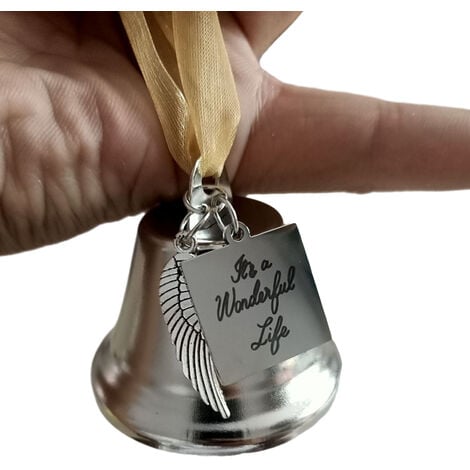 Christmas angel bell ornament with stainless steel angel wing charm. Classic Christmas Tree Hanging Ornament Keepsake Souvenir Gift