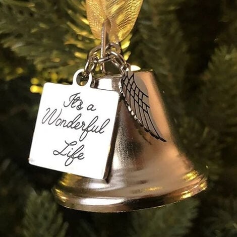 Christmas angel bell ornament with stainless steel angel wing charm. Classic Christmas Tree Hanging Ornament Keepsake Souvenir Gift