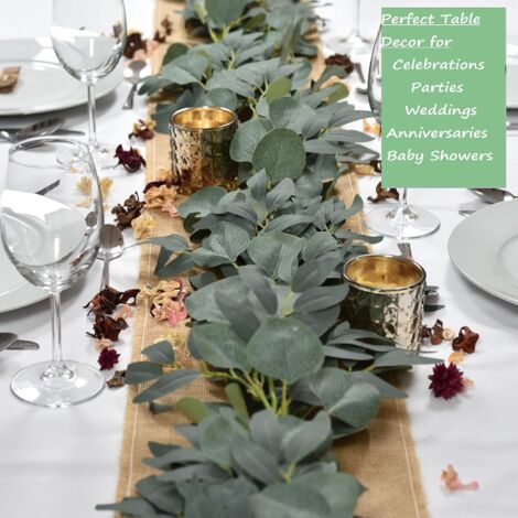 Set of 2 - Artificial Eucalyptus Garland with Willow Vines, 6.5' Long Faux Eucalyptus Greenery, Silver Eucalyptus Leaves, Faux Greenery Garland