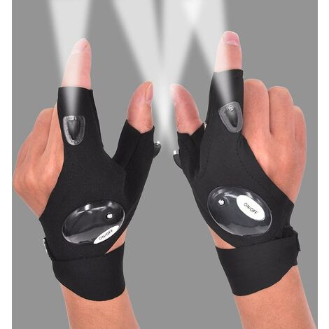 LED Flashlight Gloves Gifts for Men Father's Day Outdoor Fishing Gloves Gifts for Dad Men with Stretchy Strap Screwdriver for Repairing Cars Night Running Fishing Camping Hiking in Dark Place