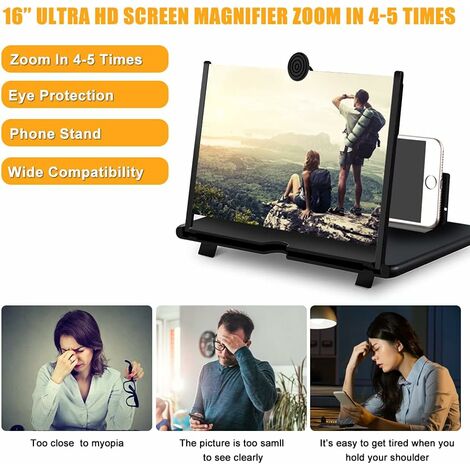 Vieweing Screen 16'' Ultra HD Viewing Screen, 3D Phone Screen, Practical Viewing Screen ...