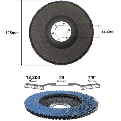 8 Pack Flap Sanding Discs, 125mm Flap Discs, 40/60/80/120 Grit, Disc Compartments, Sanding Discs for Removing Deburring, Polishing, Rust, Finishing - Blue