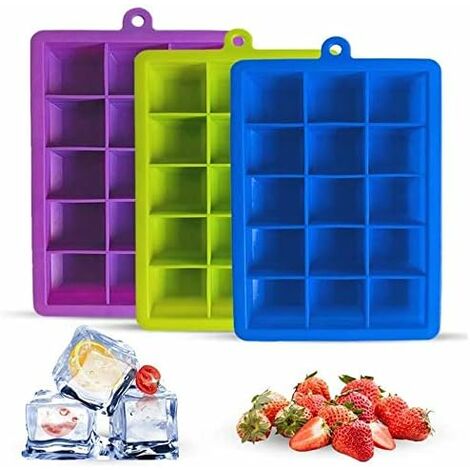 2 Pack Silicone Ice Cube Trays for Baby Food, Water, Whiskey or Cocktail, Flexible Twist and Pop for Easy Release - Random Color (1/5)