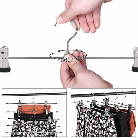 Metal Trouser Hangers, Clip Hangers, Trouser Hangers, Trouser Hangers with Adjustable Chrome Clips, Metal Hangers, Anti-Wrinkle Skirt Hangers, Space Saving Hangers, Pack of 40