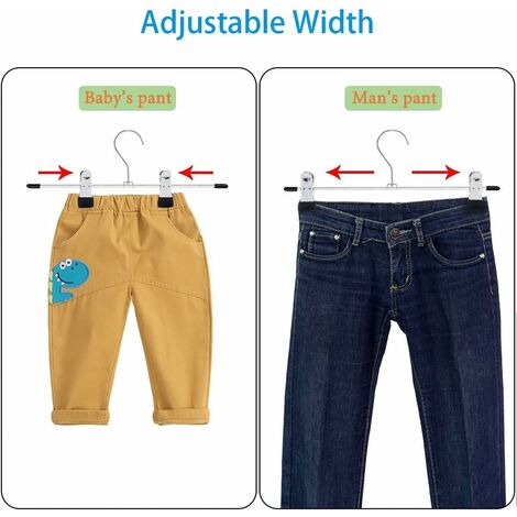 Metal Trouser Hangers, Clip Hangers, Trouser Hangers, Trouser Hangers with Adjustable Chrome Clips, Metal Hangers, Anti-Wrinkle Skirt Hangers, Space Saving Hangers, Pack of 40