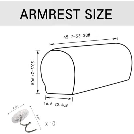 2 Pieces Sofa Arm Covers Protectors Slipcover Armrest Couch Armrest Covers Armchair Slipcovers for Home Living Room Bedroom Elastic Protection with 10 Fixing Nails-Brown