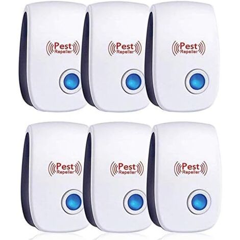 Ultrasonic Repellent, Ultrasonic Mouse Pack of 6, Ultrasonic Mouse and Rat Effective Against Mice, Rats, Flies, Mosquitoes, Pests, Spiders, Cockroaches, Safe and Non-Toxic (1/5)