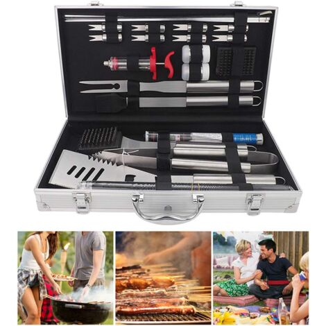 ZOSUO BBQ Set Kit with BBQ Mat, 23Pcs BBQ Accessory, Complete Profession Outdoor BBQ Kit BBQ Utensils Set for Camping, Picnic, Party (1/2)