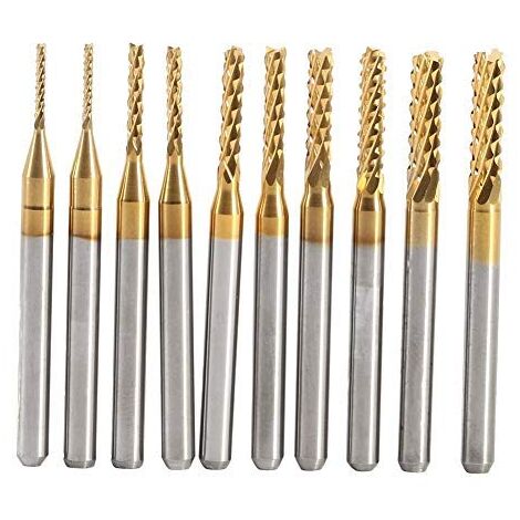 10Pcs Ti Drilling Cutter Cutting Tools Titanium CNC Carbide End Mill Set Milling Machine 1.0-3.0mm (1/5)