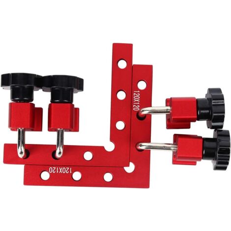 90 Degree Positioning Squares, 2 Pieces Aluminum Alloy Right Angle Ruler Anodized Surface with 4 Clamps, Woodworking Tools for Boxes, Shelves and Outside Corners (1/4)