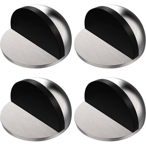 4 Pcs Door Stops, Adhesive Door Stopper, Stainless Steel Door Stops with Stickers, No Need to Drill, for Home and Office, Silver- (1/5)