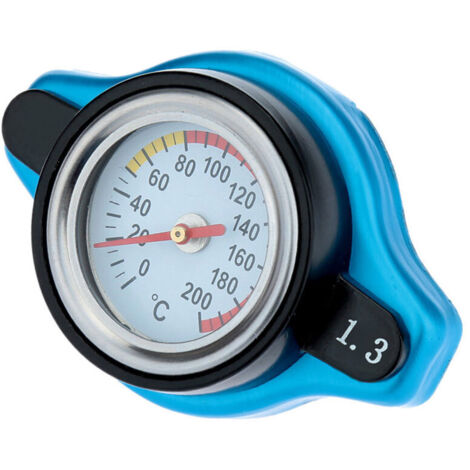 Universal Thermostatic Radiator Cap Cover with Water Temperature Gauge, Model: Blue 1.3bar