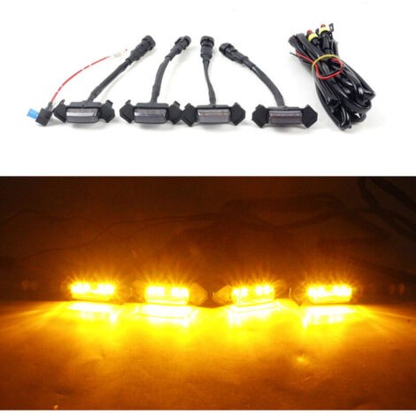 LED Grille Light Kit Daytime Running Lights Car Auto Modification Accessories,Model: Light Amber Blackened Shell - Model: Light Amber Blackened Shell (1/5)