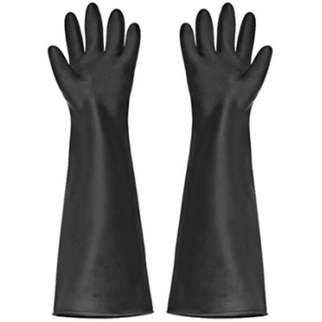Qg830MvxW9V3 1 Pair Extra Long Chemical Resistant Gloves - Industrial Rubber - Black - Size XL (1/5)