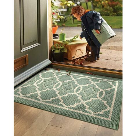 Non-Slip Doormat, Absorbent and Resistant Indoor and Outdoor Door Mat, Machine Washable Entrance Mat, Anti-Dust - 50 x 80 cm, Green v55CwVn0ixe