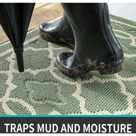 Non-Slip Doormat, Absorbent and Resistant Indoor and Outdoor Door Mat, Machine Washable Entrance Mat, Anti-Dust - 50 x 80 cm, Green v55CwVn0ixe