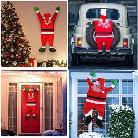 108/170cm Large Hanging Christmas Decoration, Santa Claus Hanging for Indoor and Outdoor, Home, Door, Wall, Window, Car, Stairs, Roofs, Red (1/5)