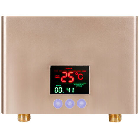 Instant Electric Water Heater Mini Intelligent Inverter Thermostat Small Water Heater Touch Control + Remote Control Large Color Screen 3000W European Standard 220V,Gold - Gold (1/5)