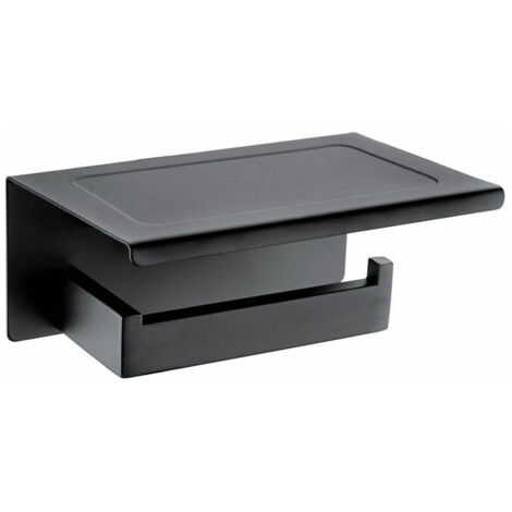 Toilet Wall Mounted Black Painted Toilet Paper Holder with Cisea Phone Holder (1/4)