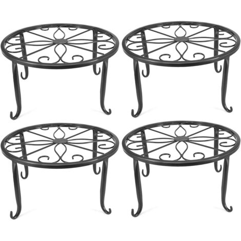 4 Pcs Indoor Metal Flower Pot Stands Black (1/5)