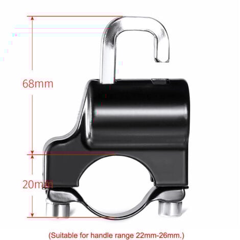Universal Motorcycle Helmet Lock Anti-Theft Metal Security Helmet Lock 22mm-26mm Black With 2 Keys Set