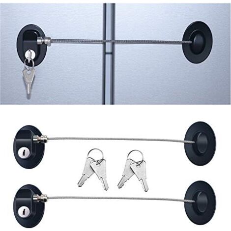 Pieces Refrigerator Door Lock Strong Adhesive Lock Freezer Door File Drawer Lock Child Safety Cabinet Lock with Keys (Black) (1/5)
