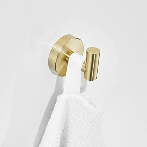 3 Piece Bathroom Accessory Set Including Robe Hook Towel Holder Toilet Roll Holder, Brushed Gold Finish Wall Mounted