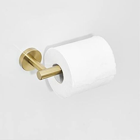 3 Piece Bathroom Accessory Set Including Robe Hook Towel Holder Toilet Roll Holder, Brushed Gold Finish Wall Mounted