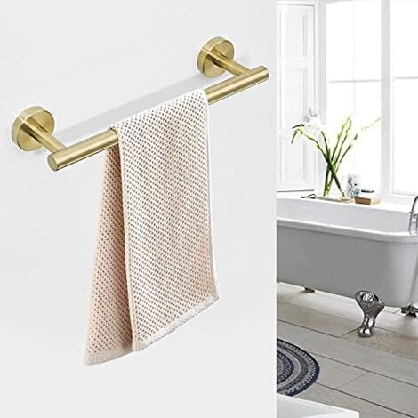 3 Piece Bathroom Accessory Set Including Robe Hook Towel Holder Toilet Roll Holder, Brushed Gold Finish Wall Mounted
